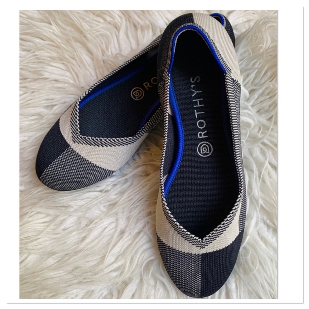 Rothy’s Charcoal White Round Toe Flat Shoes 9.5